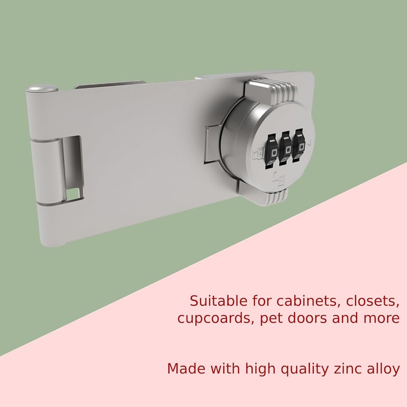 RETRIN Keyless Combination Lock – 3-Digit Combination Lock for Cabinet Doors – Twist Knob Hasp Latch Lock with Password Code – Zinc Alloy Cabinet Door Latch for Kitchen Drawers, Cabinets, Cupboard (Silver) - Image 5
